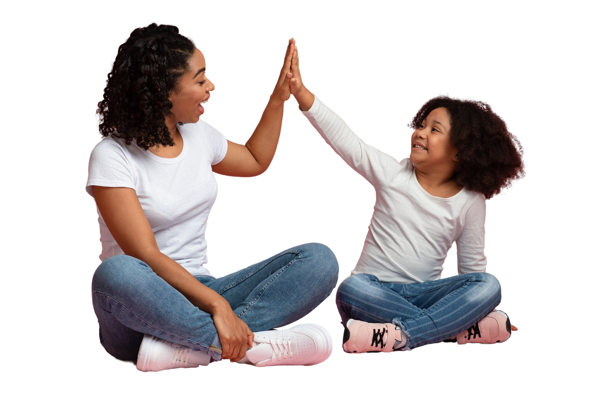 A parent and student celebrate progress together